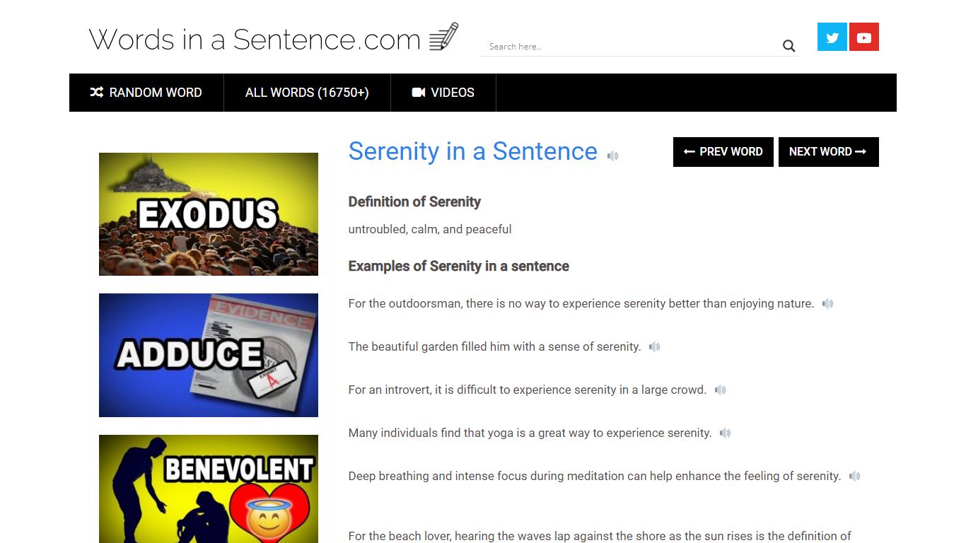 Serenity: In a Sentence – WORDS IN A SENTENCE