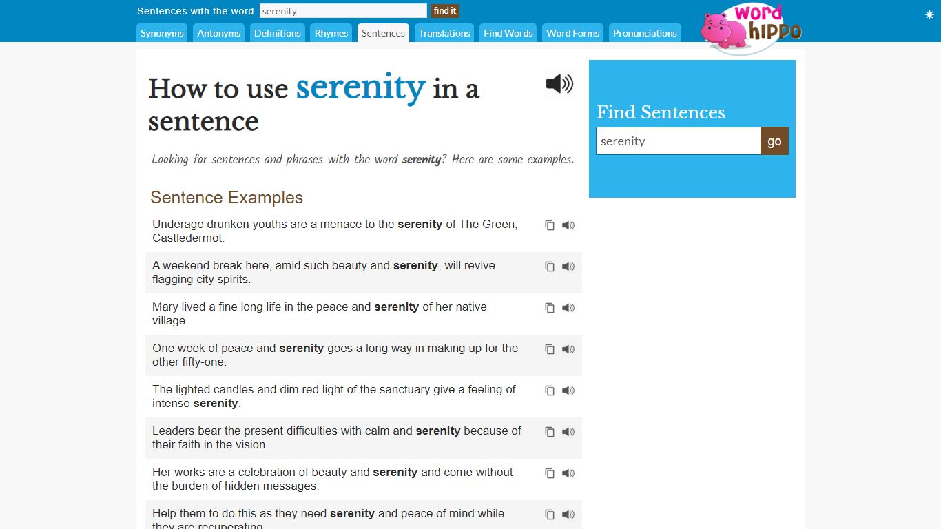 How to use "serenity" in a sentence - WordHippo