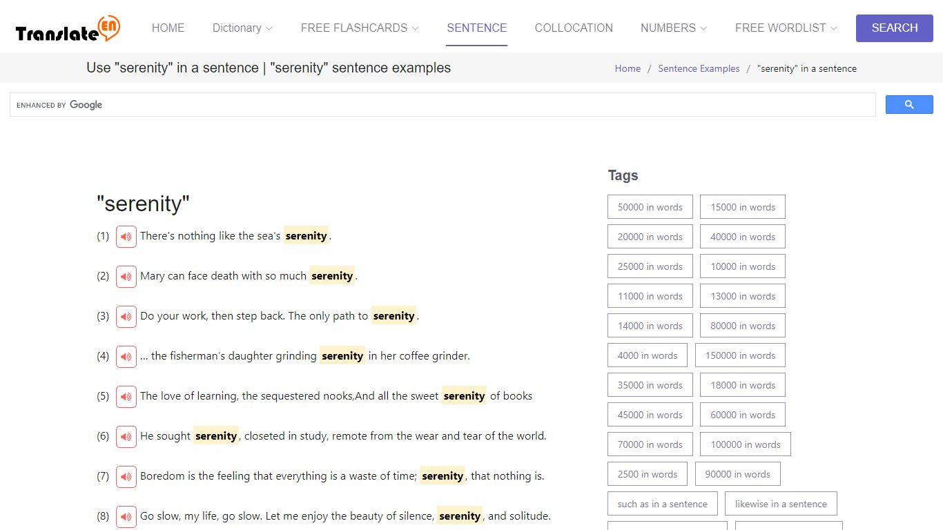 Use “serenity” in a sentence | “serenity” sentence examples
