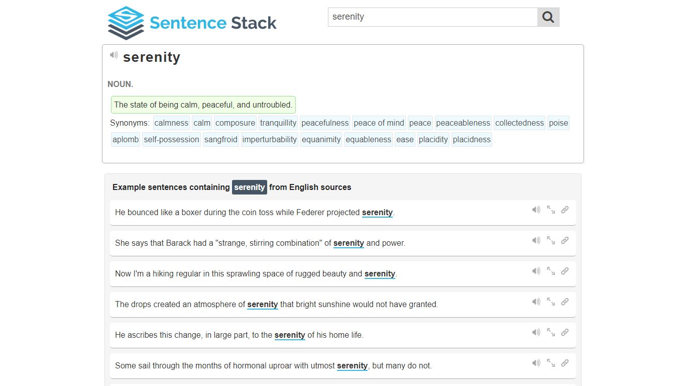 Serenity in a Sentence | Sentence Stack