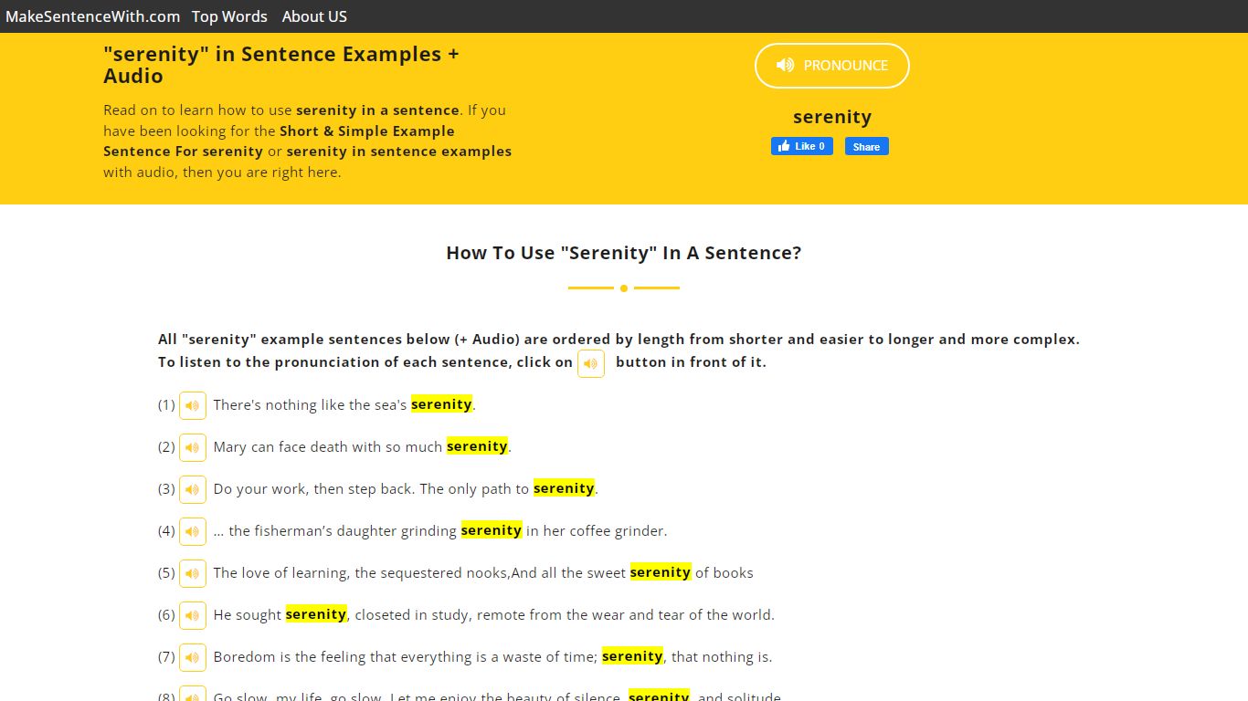 Use "serenity" in a sentence + Audio | The best 107 "serenity" sentence ...